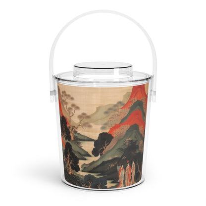 Custom Japanese Tapestry on a Ice Bucket with Tongs- Elevate Your Drink Experience with Unique Artistic Expression