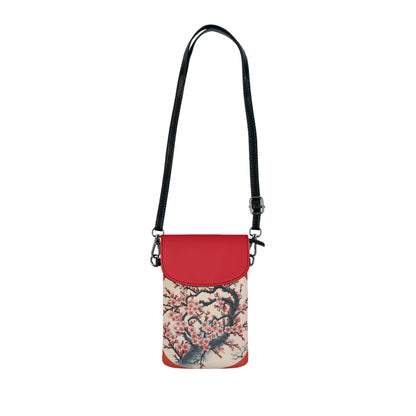 Enchanting Petal Symphony: Small Cell Phone Wallet Celebrating Cherry Blossom Tree Drawings