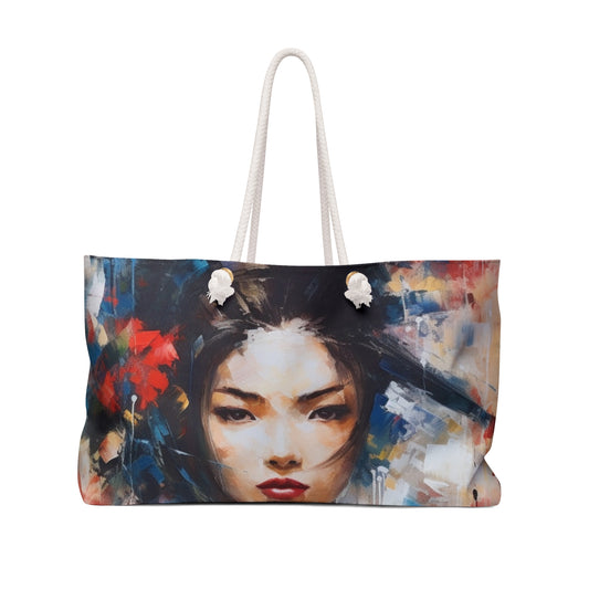 Abstract Geisha Art Weekender Bag: Captivating Brushstrokes in a Japanese Aesthetic