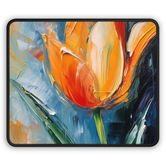 Orange Tulip Magic on Gaming Mouse Pad: A Blossoming Artistic Delight