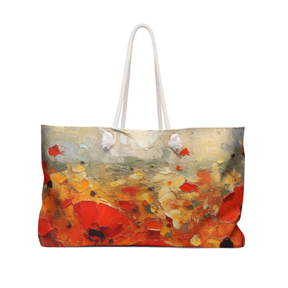 Whimsical Poppy Art on Weekender Bag
