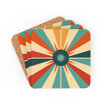 Vintage Fashion Inspiration: Starburst Corkwood Coaster Set with 1950s and 1960s Flair