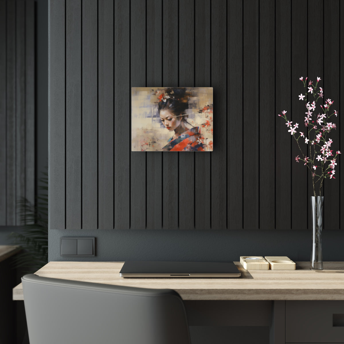 Japanese-Inspired Abstract Oil Painting Acrylic Prints: Celebrating Geisha Beauty