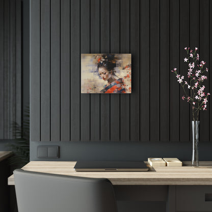 Japanese-Inspired Abstract Oil Painting Acrylic Prints: Celebrating Geisha Beauty