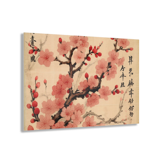 Floral Fusion: Acrylic Prints Merging Cherry Blossom Beauty and Artistic Flower Drawings