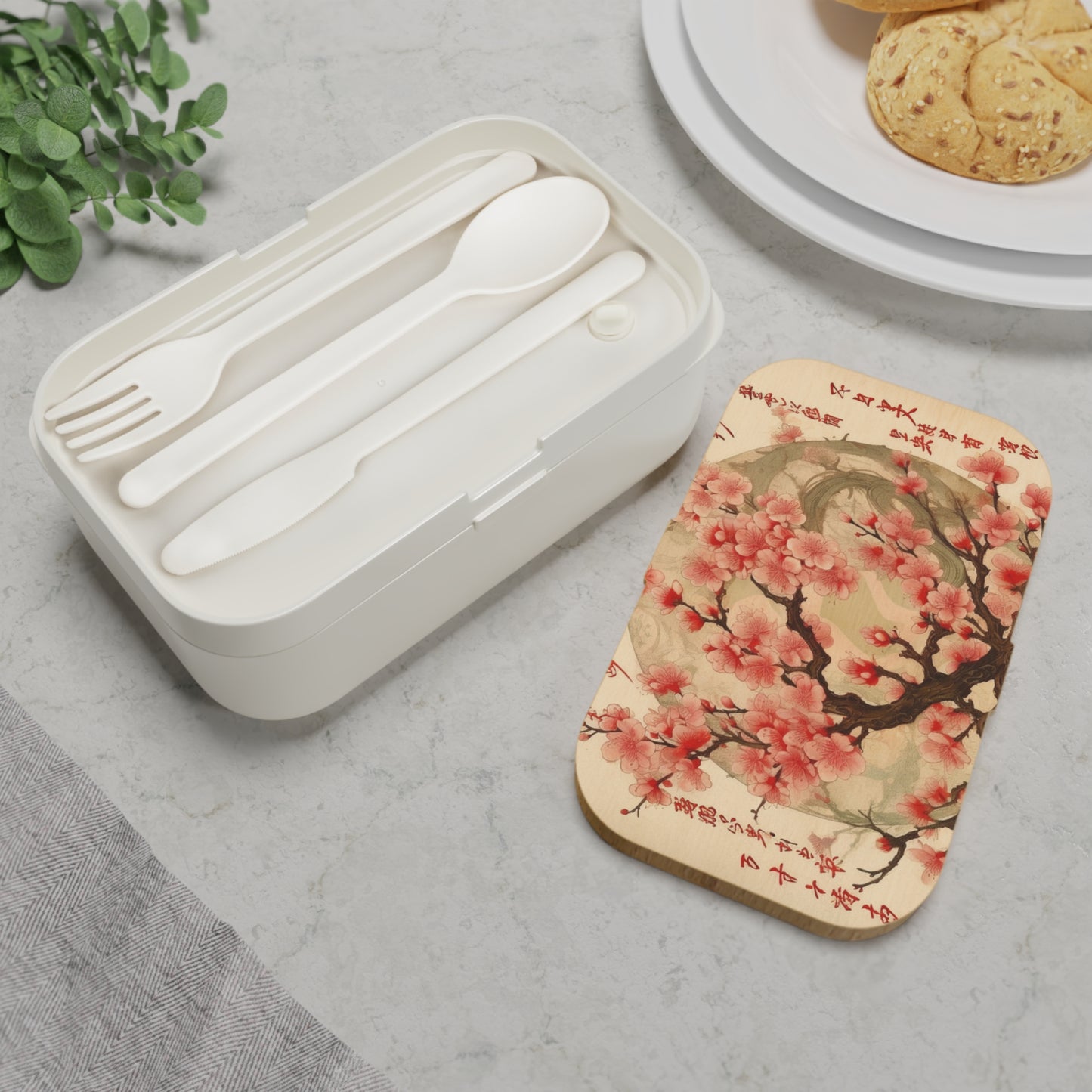 Whimsical Blossom Dreams: Bento Box with Delightful Flower Drawings and Cherry Blossoms