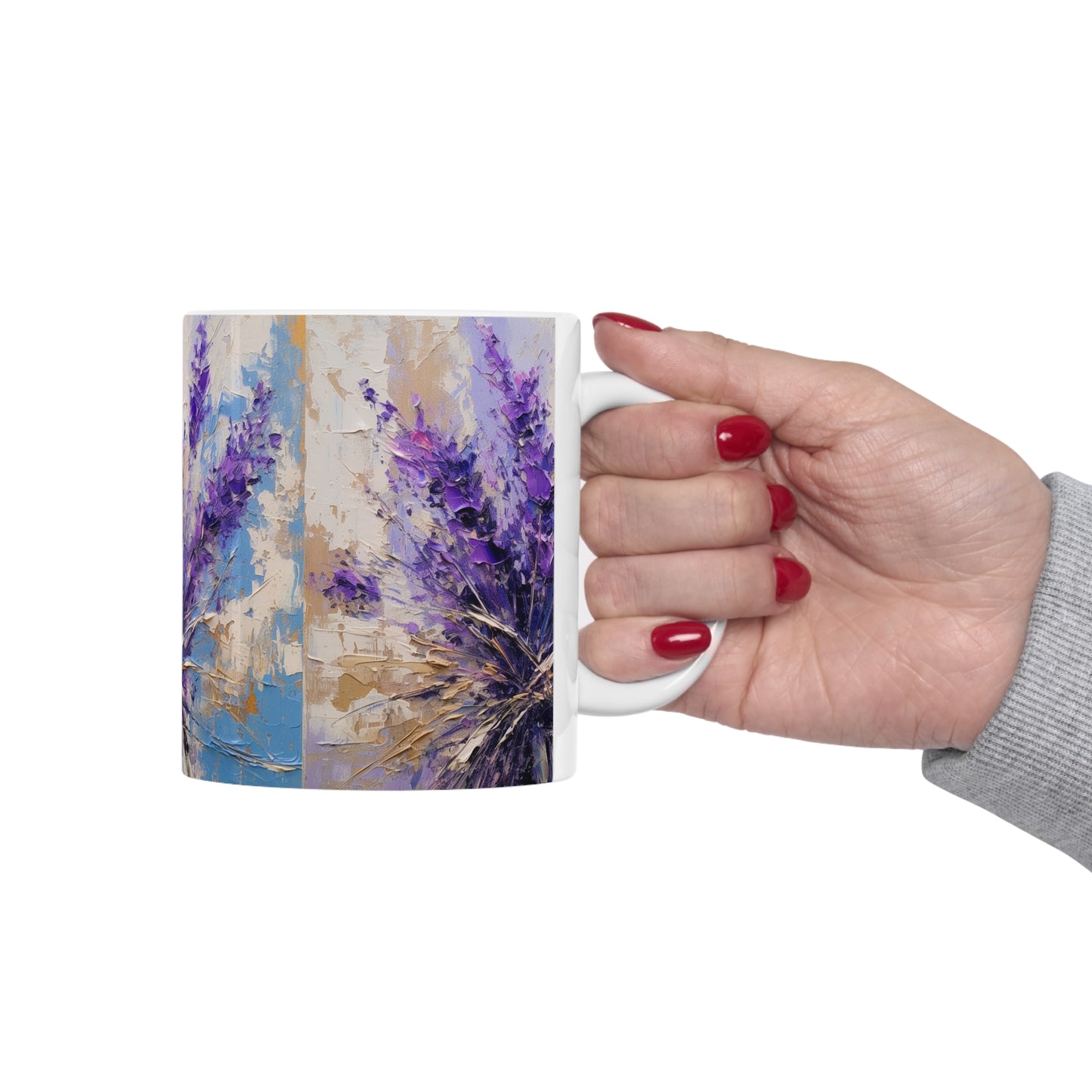 Vibrant Lavender Art on Ceramic Mug: A Floral Delight for Your Senses