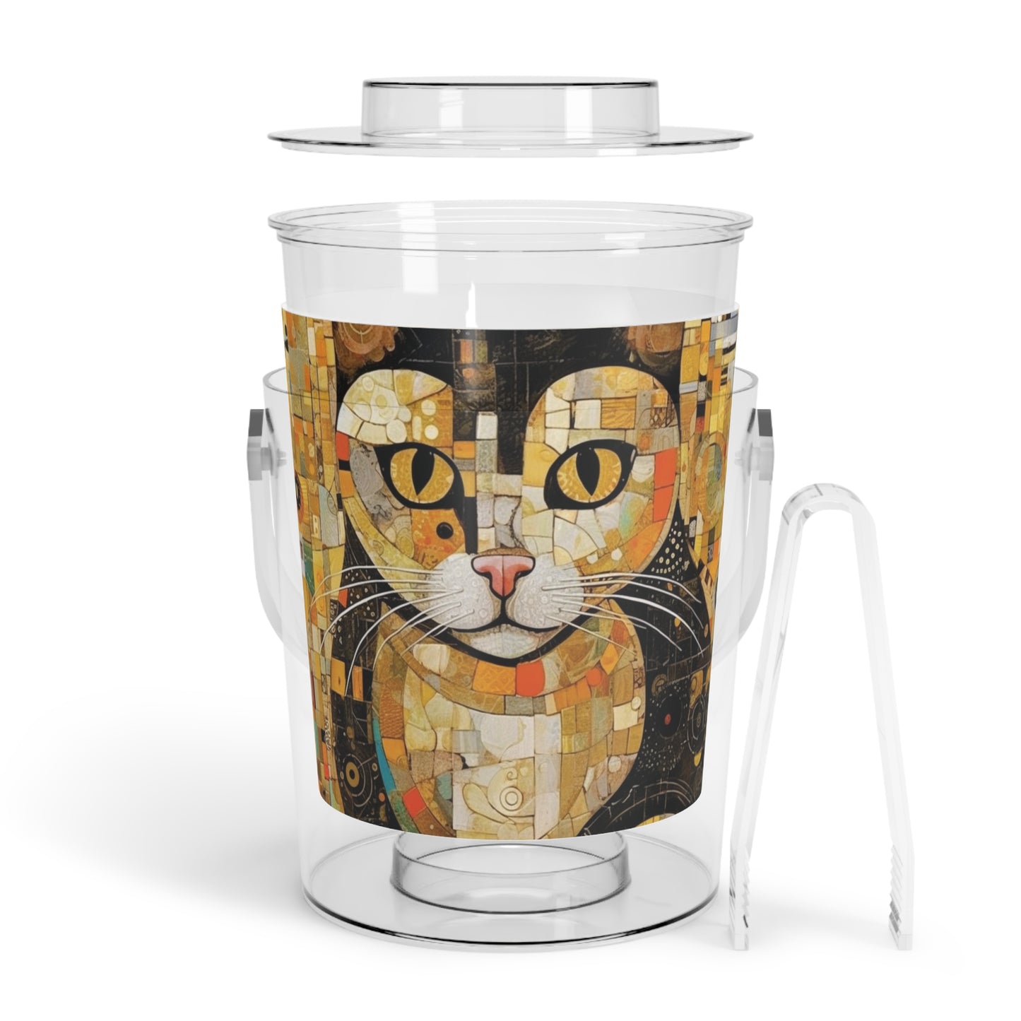 Modern Art Fusion: Vienna Secession Ice Bucket with Tongs