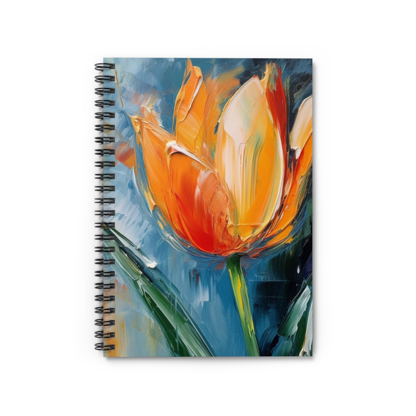 Orange Tulip Magic on Spiral Notebook: A Blossoming Artistic Delight