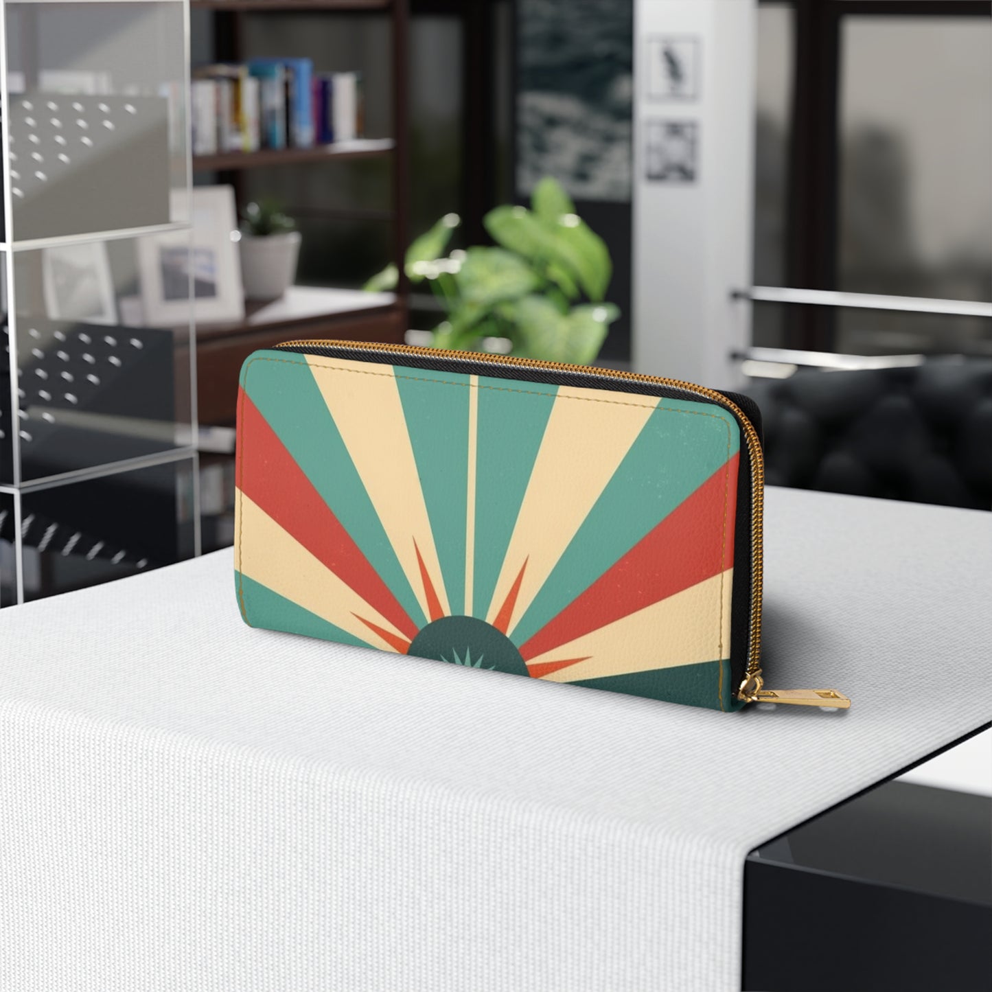 1960s Fashion Inspired Starburst Candy Colored Zipper Wallet