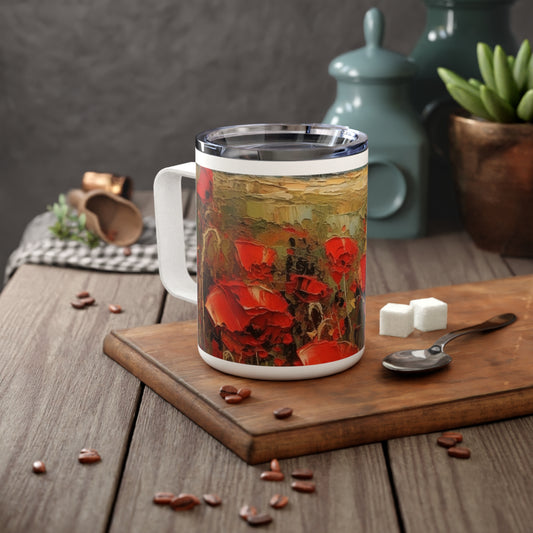 Abstract Poppy Fields: Insulated Coffee Mug for Artistic Inspiration