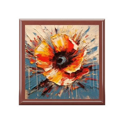 Poppy Symphony: Jewelry Box with Abstract Floral Artwork