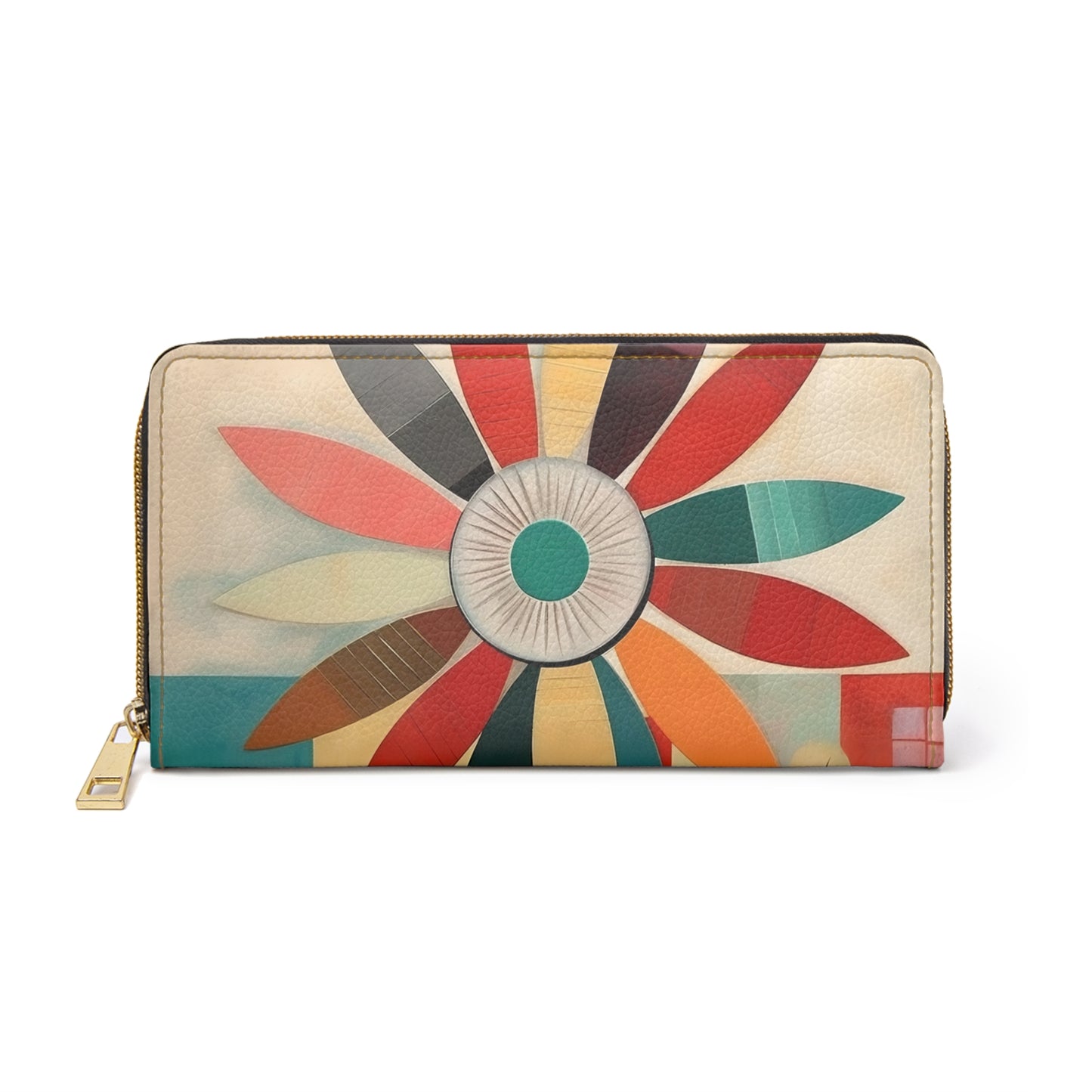 Atomic Age Design Midcentury Modern Flower Drawings Zipper Wallet