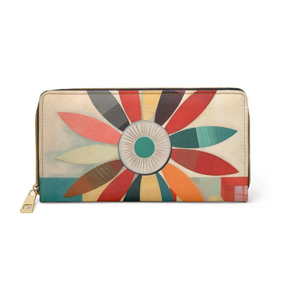 Atomic Age Design Midcentury Modern Flower Drawings Zipper Wallet
