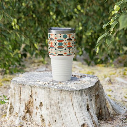 Artful Fusion: Vintage Fashion-inspired Ringneck Tumbler with Midcentury Modern Design