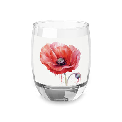 Poppy-Inspired Watercolor Whiskey Glass: A Delicate Blend of Art