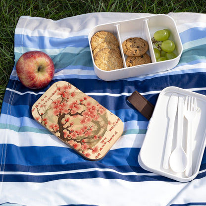 Whimsical Blossom Dreams: Bento Box with Delightful Flower Drawings and Cherry Blossoms