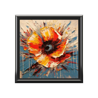 Poppy Symphony: Jewelry Box with Abstract Floral Artwork