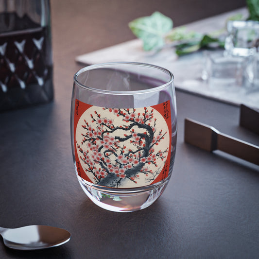 Enchanting Petal Symphony: Whiskey Glass Celebrating Cherry Blossom Tree Drawings