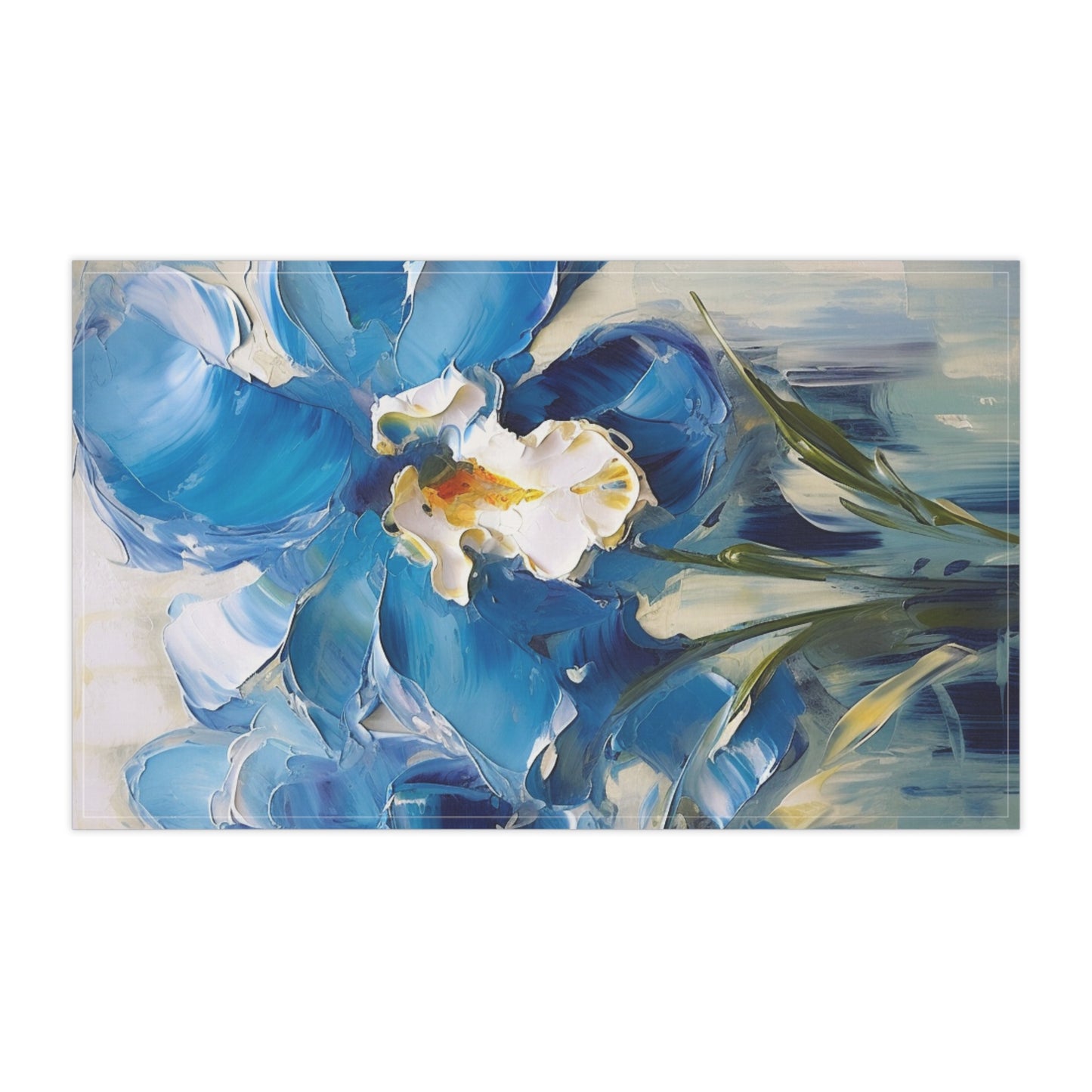 Embrace Artistic Expression with Blue Orchid Abstract Painting Kitchen Towel