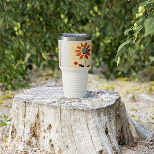 Flower Drawing Delight: Modern Ringneck Tumbler with Artistic Flower Drawings