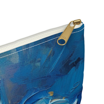 Abstract Wallpaper Accessory Pouch: Immersive Floral Beauty with Blue Orchid Motif