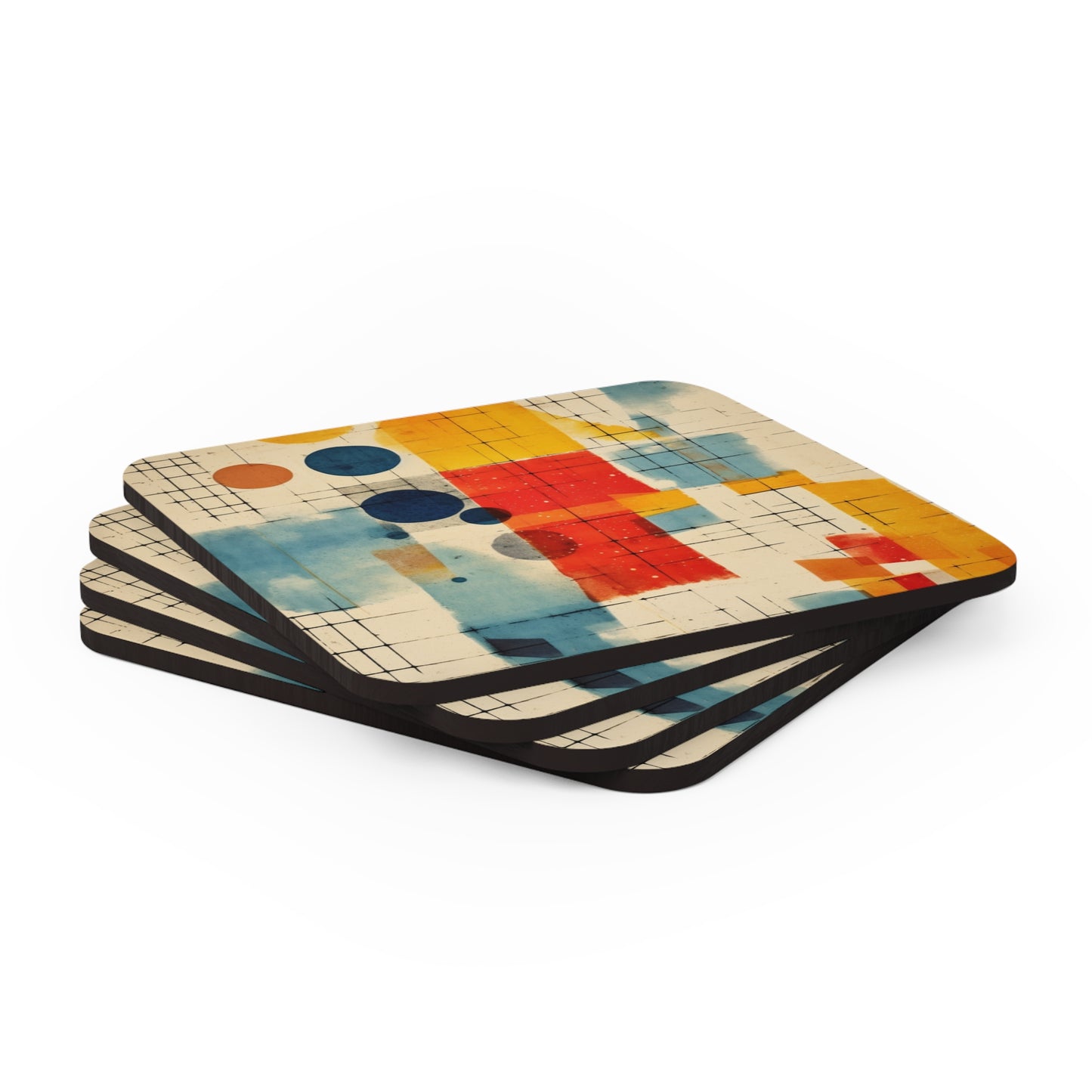Modern Abstract Corkwood Coaster Set