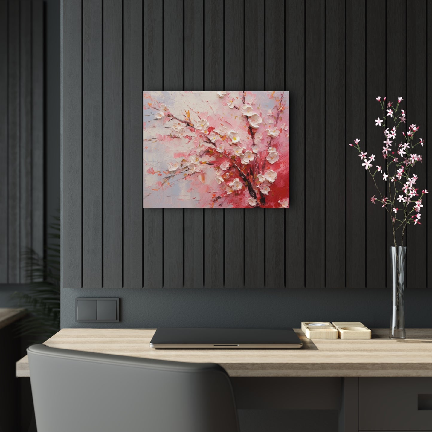 Abstract Cherry Blossom Acrylic Prints: Captivating Brushstrokes