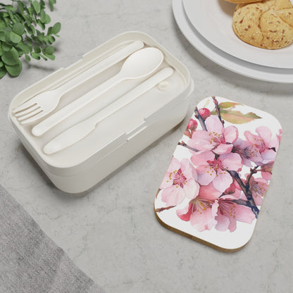 Whimsical Delight: Watercolor Cherry Blossom Tree Bento Box