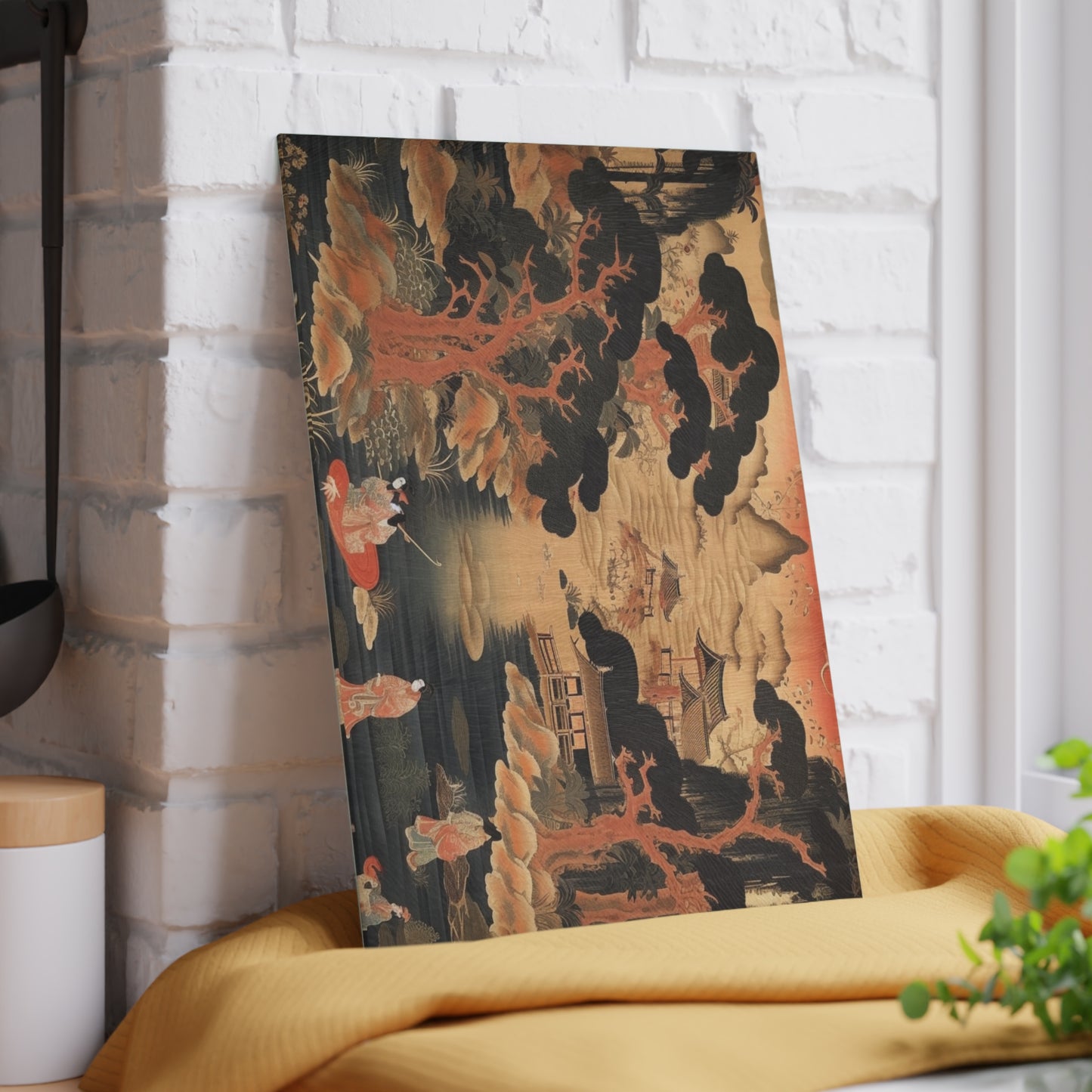 Custom Japanese Tapestry Glass Cutting Board: Your Personalized Artistic Statement