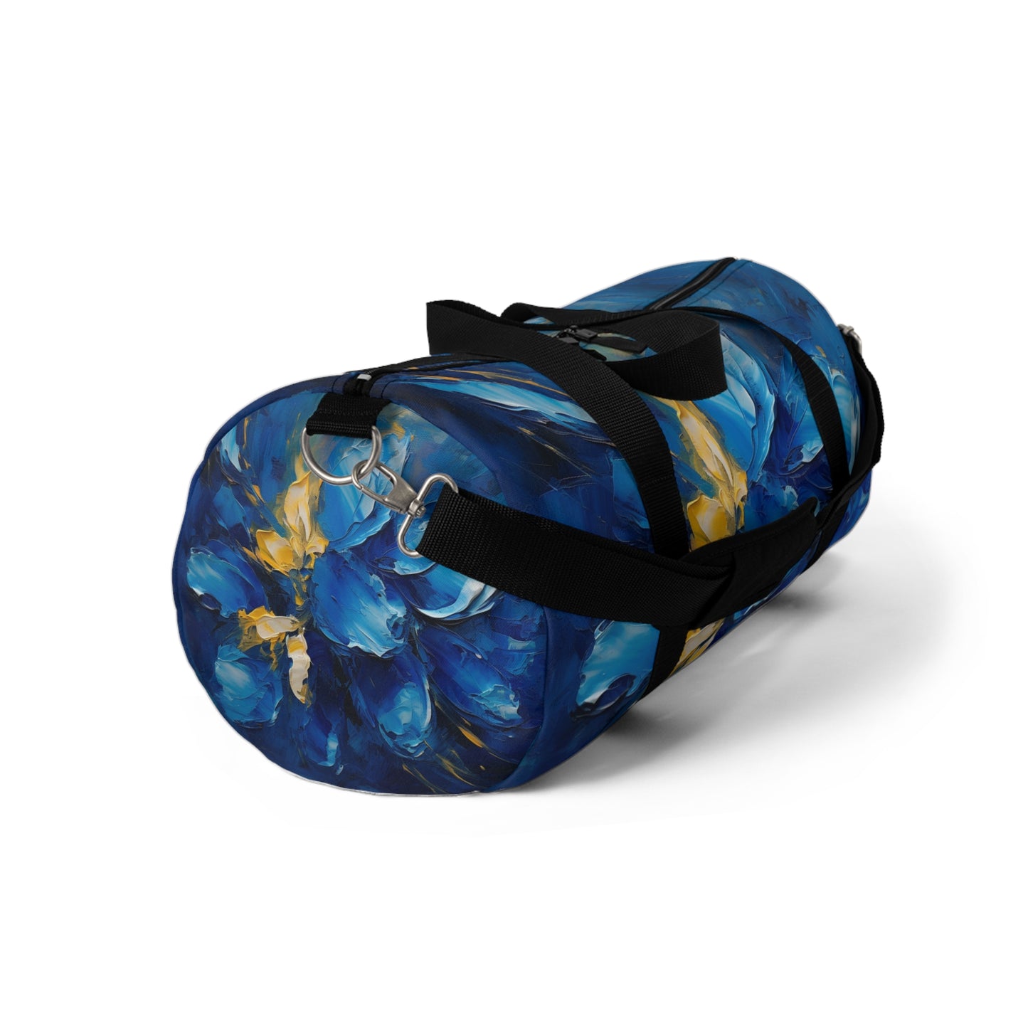 Abstract Wallpaper Duffel Bag: Immersive Floral Beauty with Blue Orchid Motif