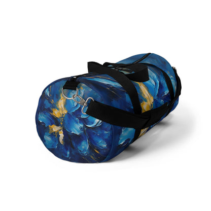 Abstract Wallpaper Duffel Bag: Immersive Floral Beauty with Blue Orchid Motif