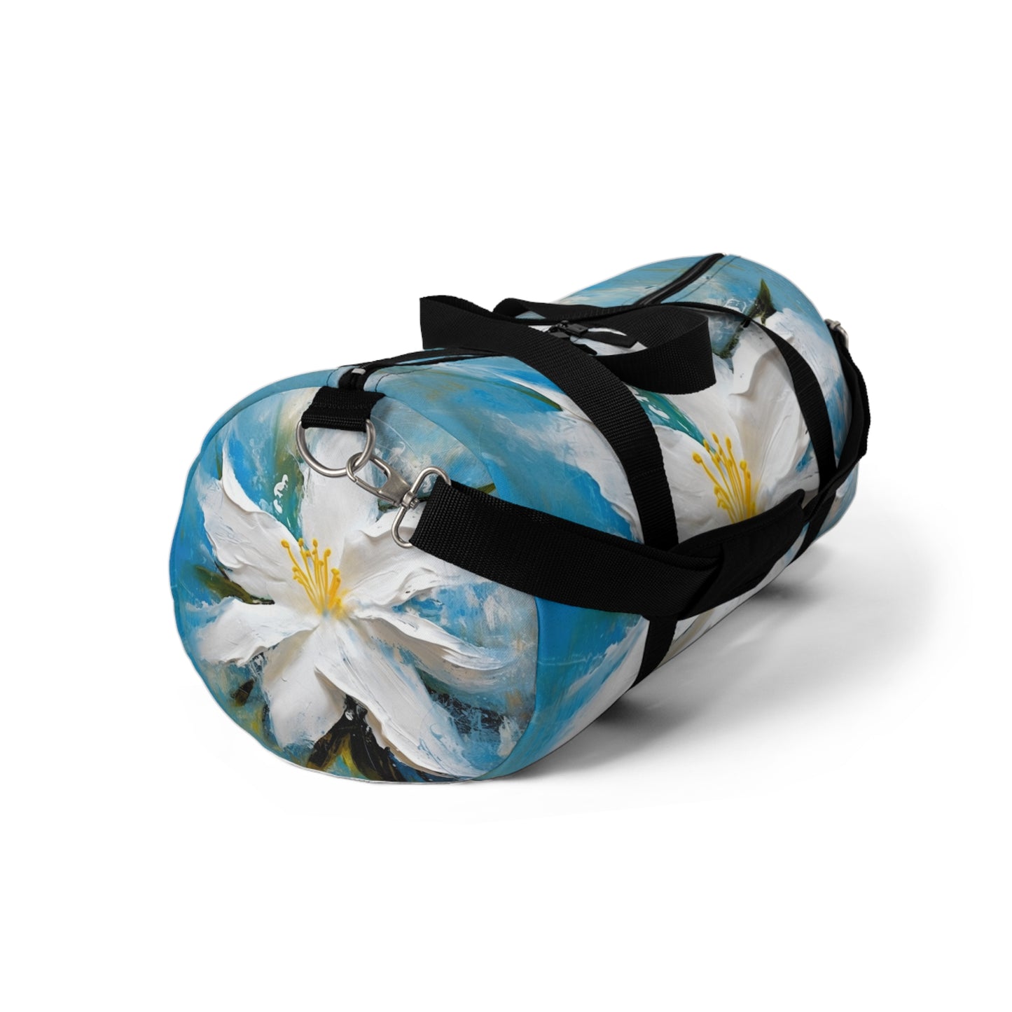 Ethereal Elegance: Duffel Bag featuring an Abstract Oil Painting of Jasmine
