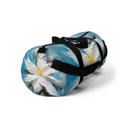 Ethereal Elegance: Duffel Bag featuring an Abstract Oil Painting of Jasmine