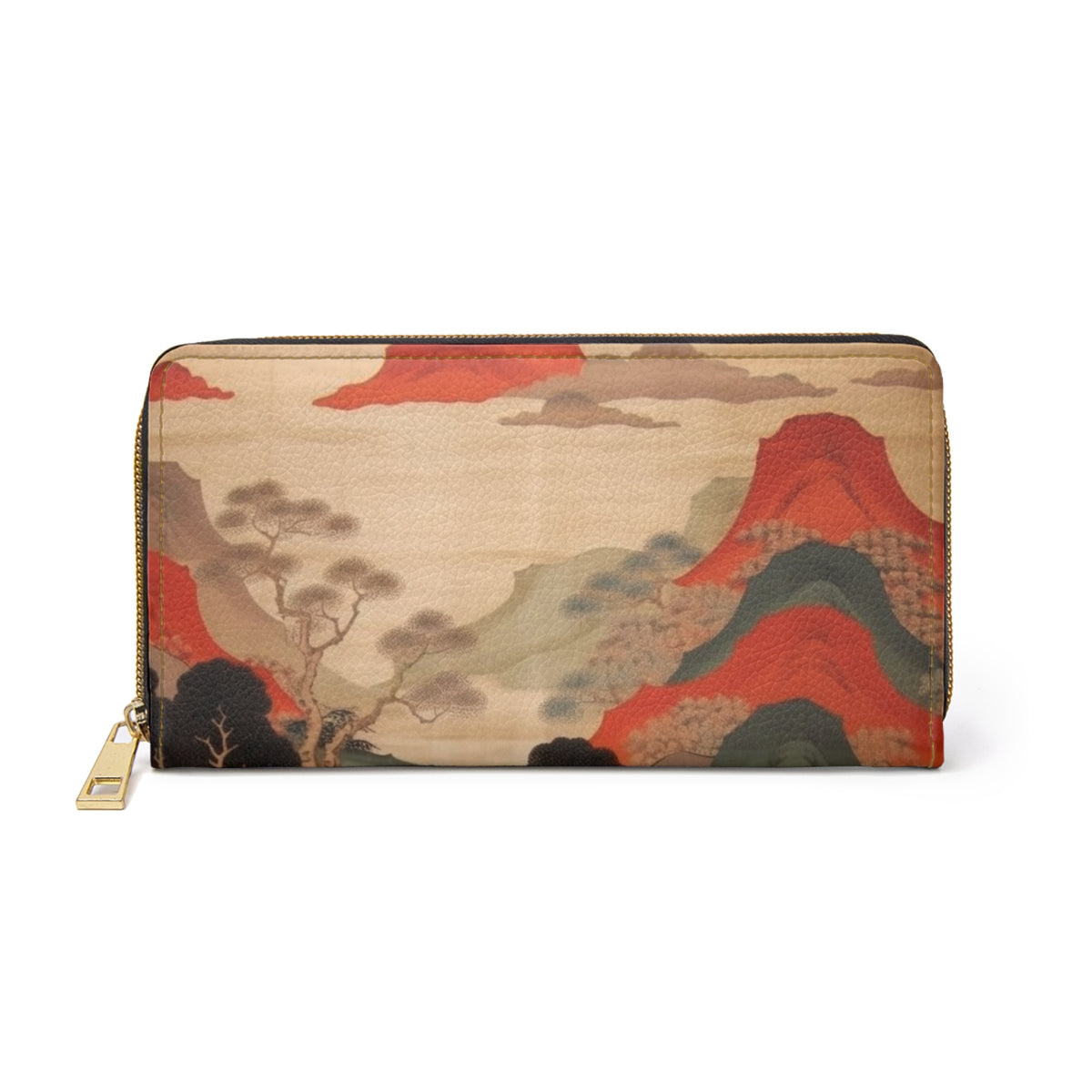 Custom Japanese Tapestry on a Zipper Wallet - Unique Artistic Expression