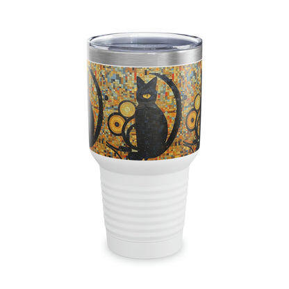 Gilded Feline Elegance: Ringneck Tumbler Unleashing the Artistic Splendor of Gustav Klimt's Cats