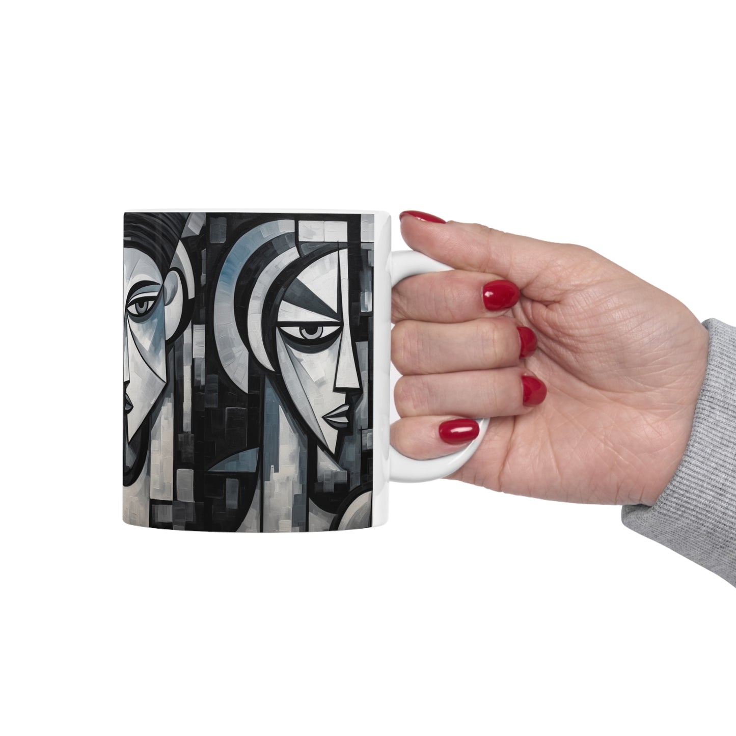 Cubist Paintings Ceramic Mug: Captivating Brush Strokes