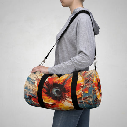 Poppy Symphony: Duffel Bag with Abstract Floral Artwork