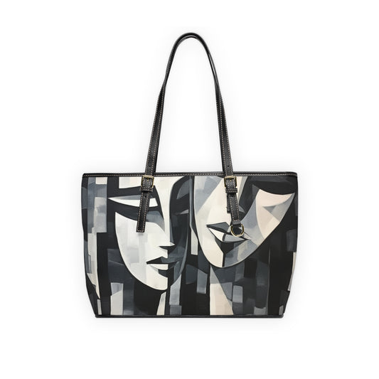 Abstract Oil Paint PU Leather Shoulder Bag: Cubist Artistry in a Portable Masterpiece