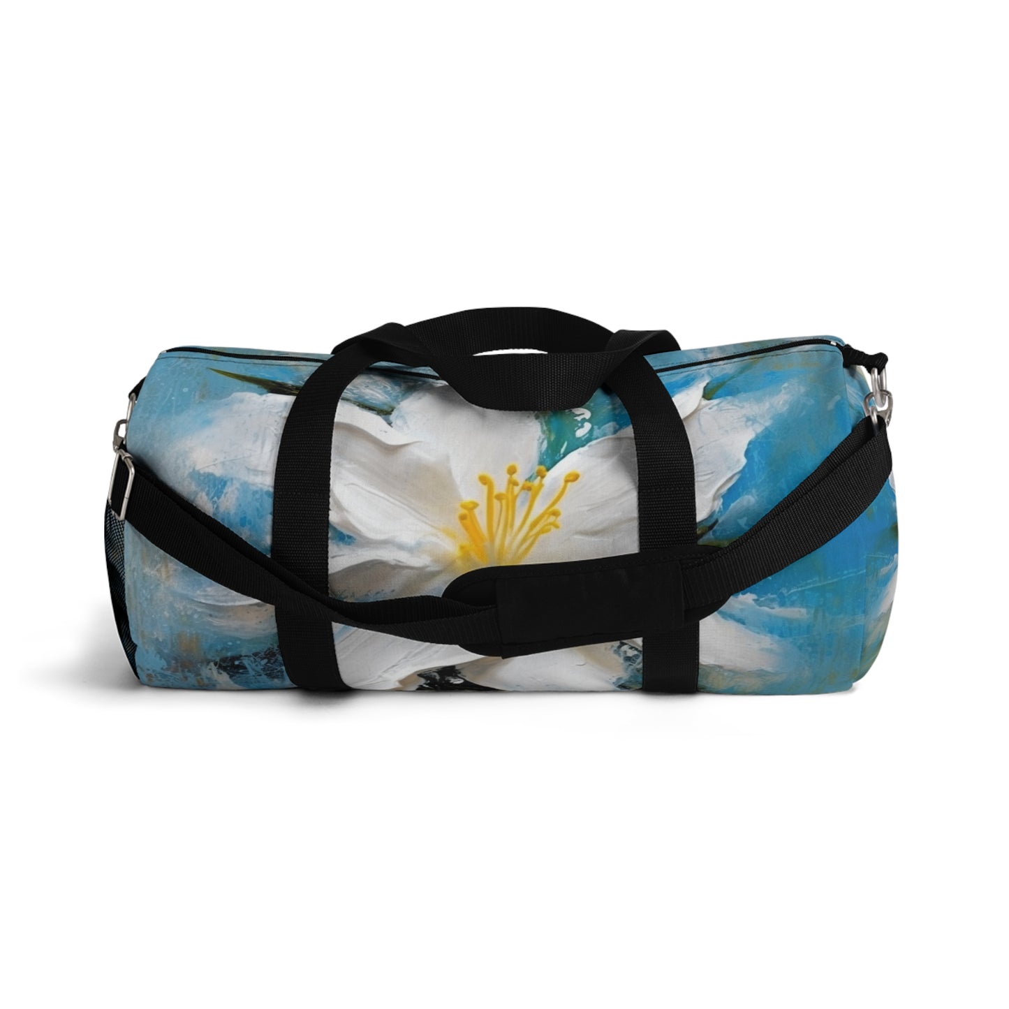 Ethereal Elegance: Duffel Bag featuring an Abstract Oil Painting of Jasmine