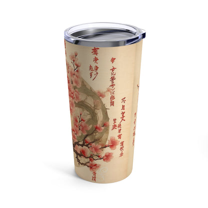 Whimsical Blossom Dreams: Tumbler with Delightful Flower Drawings and Cherry Blossoms