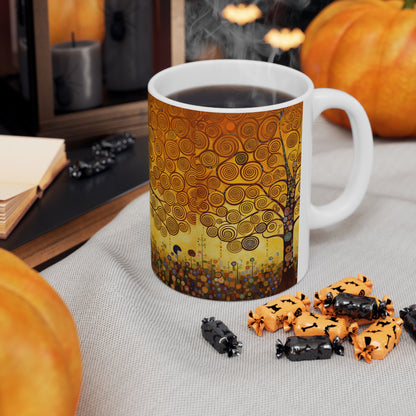 Symbolic Harmony: Gustav Klimt Tree of Life Ceramic Mug, Embrace Artistic Elegance