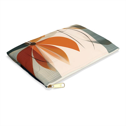 Botanical Chic: Flower Drawings and Minimalist Accessory Pouch Design with Midcentury Flair