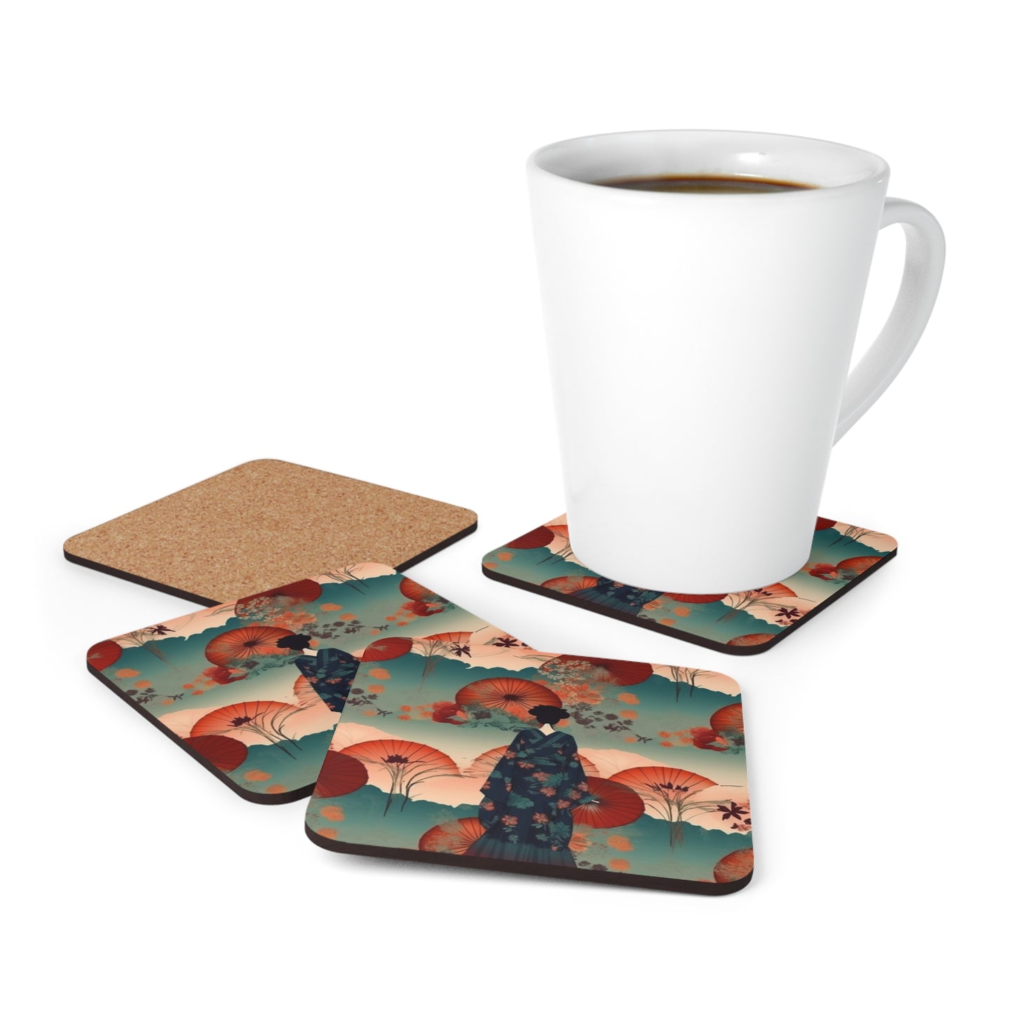 Fashionable Kimono-Inspired Corkwood Coaster Set: Unleash Your Style