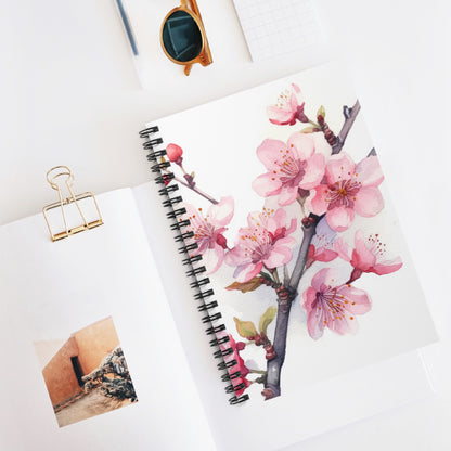 Blossoming Serenity: Watercolor Cherry Blossom Spiral Notebook