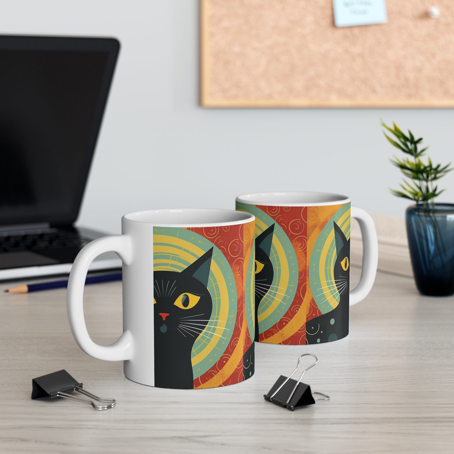 Timeless Whiskers: 1950s and 1960s Fashion-Inspired Cat Mug
