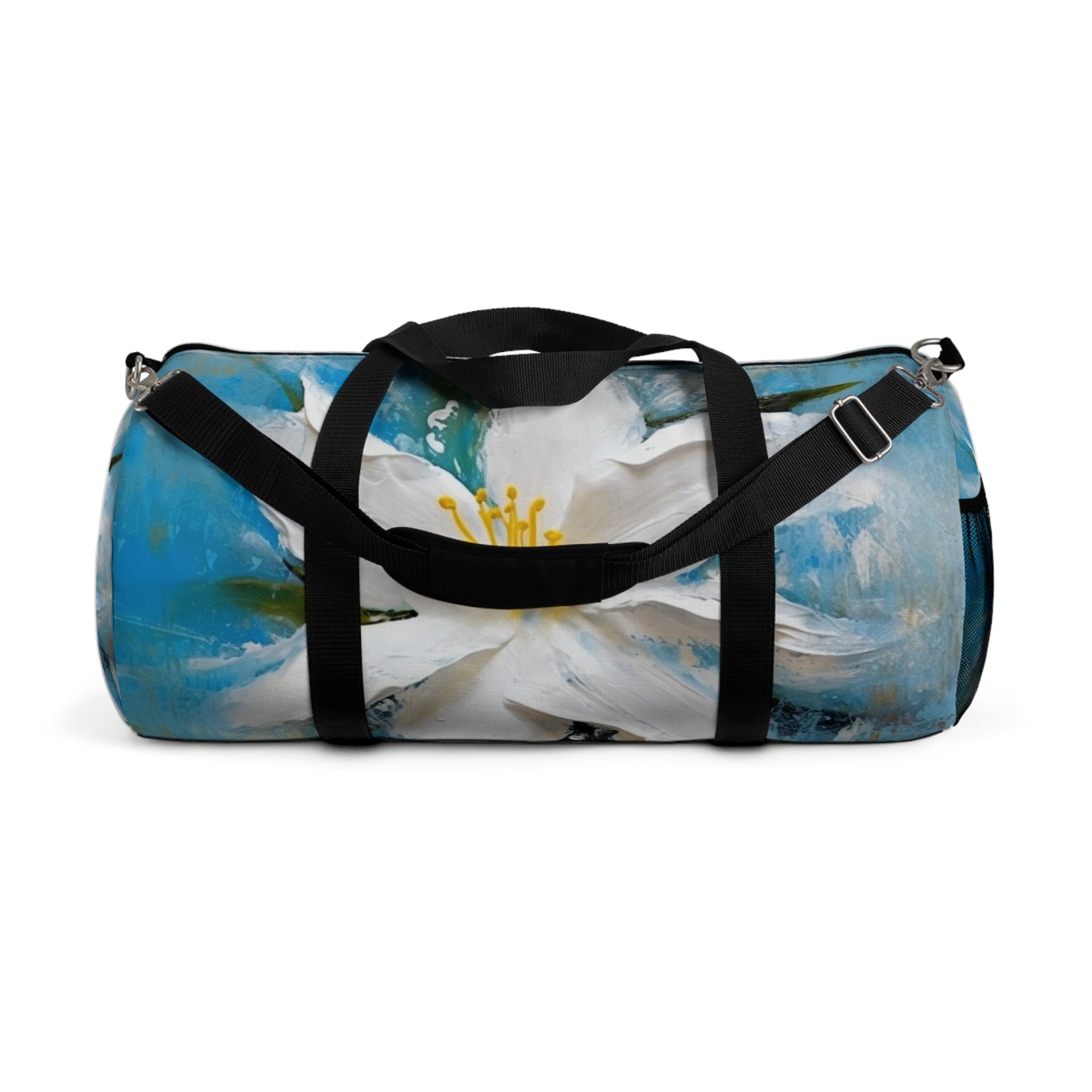 Ethereal Elegance: Duffel Bag featuring an Abstract Oil Painting of Jasmine