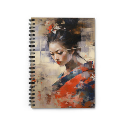 Japanese-Inspired Abstract Oil Painting Spiral Notebook
