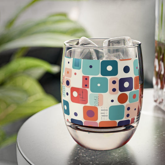 Retro Chic: Atomic Age-Inspired Whiskey Glass with Midcentury Modern Design and 1960s Fashion