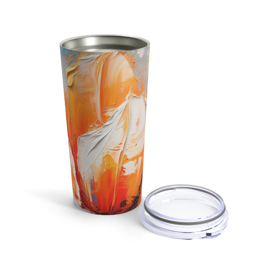 Tumbler with Vibrant Orange Tulip: Embrace the Beauty of Nature